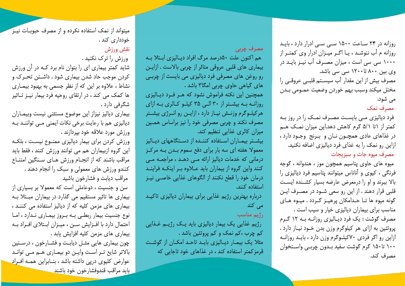 رژيم غذايي مناسب دربيماران دياليزي