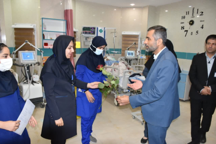 حضور مهندس رمضانی رئیس اداره آموزش وپرورش شهرضا و هیات همراه به مناسبت روز پرستار